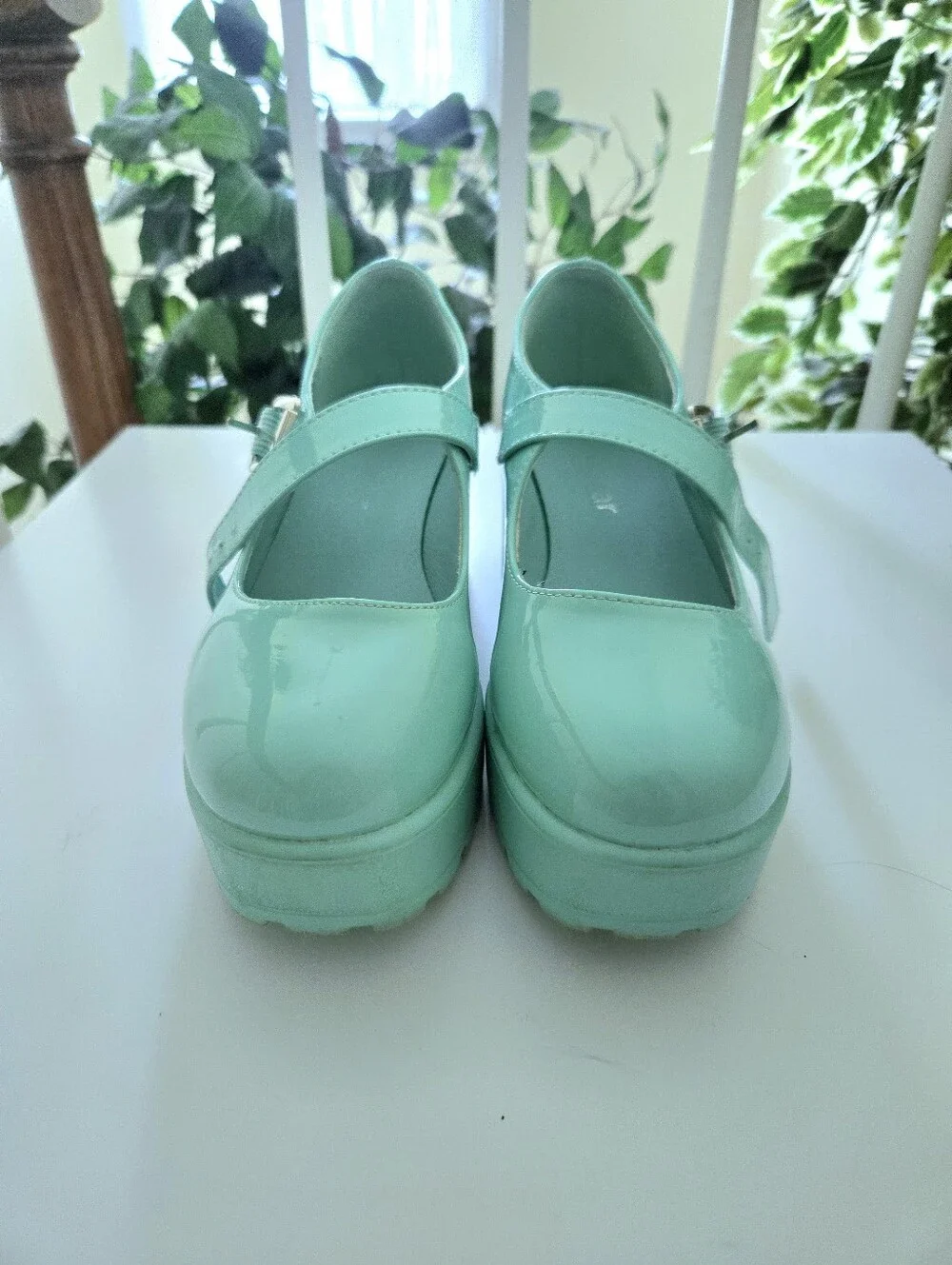 Glossy Mint Platform Mary Jane Pumps